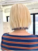 下北沢ハイトーンカラータッセルボブホワイトブロンドレイヤー◆