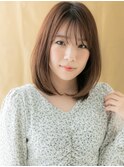 カーキブラウン前下がりミディアムレイヤーX戸田公園30代40代