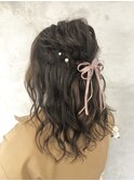 岡田≫結婚式お呼ばれハーフアップアレンジ