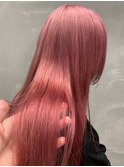艶めくハイトーンピンク☆派手髪ロングストレート