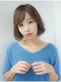 毛先カール ベージュカラー