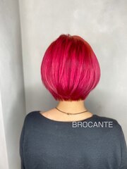 カシスピンク red ハイトーンカラー ニュアンスショート 韓国