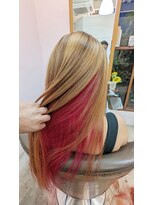 アズヘアー ラペ 三日市店(A'z hair LAPAIX)&nbsp;チラ見えが可愛い2色ヘア◇ブロンド×ピンクインナーカラー