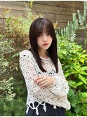 暗髪韓国ミディアムレイヤーカット 小顔2wayバング イメチェン