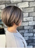 大人かわいい/レイヤーロング/グレーベージュ/前髪パーマ/柏