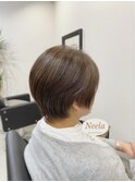 50代/60代/ショートボブ/丸みショート/白髪ぼかし/白髪/八幡宿