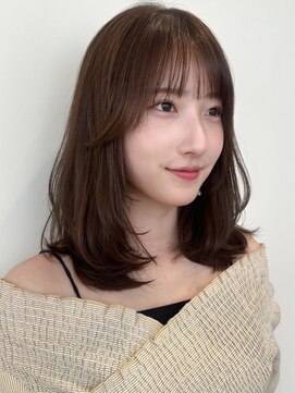 ノイカーム(noi Calm) 顔周りレイヤーカットくびれヘアミルクティーベージュカラー