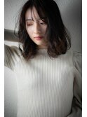 暗髪大人ハイライトウェットヘア抜け感ミディアムv越谷20代30代
