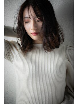 モッズヘア 越谷(mod's hair) 暗髪大人ハイライトウェットヘア抜け感ミディアムv越谷20代30代