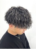 メンズカット・メッシュキャップハイライト・波巻きパーマ