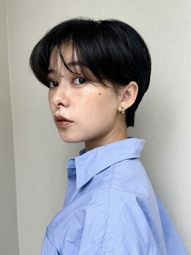 ノラギンザユー(NORA GINZA/U) 丸みショートマッシュコンパクト黒髪ベージュショート前髪あり