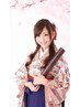 卒業式ヘアセット＆袴着付け＆メイク(希望のみ)　12500～(長さ料金あり)