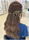 お花ハーフアップ