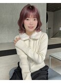ラベンダーピンク　ダブルカラー　ケアブリーチ　ガーリーヘア