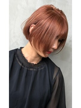 ギークス(GEEKS) 【GEEKS渋谷】レイヤーボブ/オレンジベージュ/ピンク/初ブリーチ