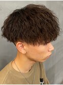 奈良men's縦落ちツイストスパイラルパーマ刈り上げマッシュ