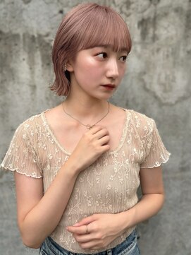 サロウィン 熊本上通り店(SALOWIN) 熊本　タッセルボブ　ピンクベージュ　韓国風　ブリーチ　Arisa.