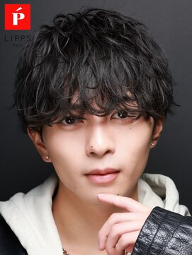 リップス 天神(LIPPS) 波巻きパーマツーブロック刈り上げヘアマッシュショート