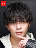 波巻きパーマツーブロック刈り上げヘアマッシュショート