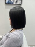 切りっぱなしボブ/縮毛矯正/タッセルボブ