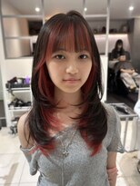 アース 高円寺店(HAIR & MAKE EARTH)&nbsp;顔まわりインナーレッド×レイヤーカット〔@x__xrn03 〕