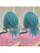ロンドシェリ 仙台(Lond Cheri)&nbsp;水色ブリーチケアブリーチ学割顔まわり仙台前髪トリプルカラー