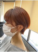 #耳掛けショートボブ × ジューシーオレンジ♪
