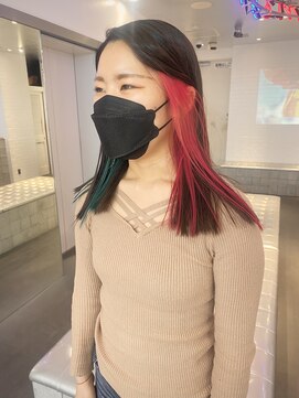 ゲーム 原宿店(GAME) ブリーチインナーカラーイエローカラー前髪カットトリートメント