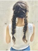 イベントやお出かけに◎ // ☆ ふわふわ編み込みツインテール ☆