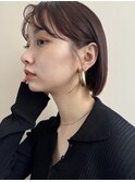ブリーチなし暖色カラーのミニボブ