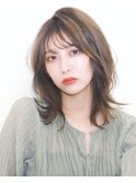 おしゃれ女子　ウルフヘアー　　ゆるふわ　前髪
