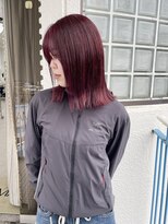ロマーリ 岡山店(LOMARLIE)&nbsp;20代30代ミディアムボブワインレッドボルドーブリーチ