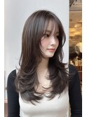 バタフライカットハッシュカットマレットヘアチェリーレッド