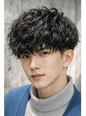 波巻きツイストスパイラルパーマ　メンズマッシュ