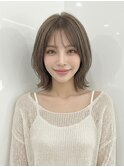 夏カラーブリーチなしくびれボブレイヤーオリーブベージュp浦和