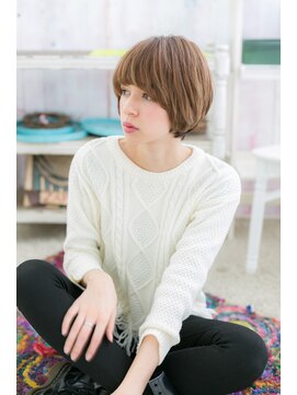 ミック 日暮里店(miq) ココアブラウン暖色系カラー前下がりマッシュウルフb