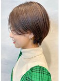 大人可愛いベビーバングショコラベージュハンサムショート