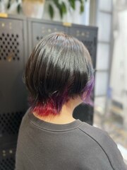 推しカラー　インナーカラー【赤×紫】