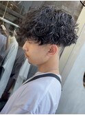 波巻きスパイラルパーマツイストパーマツーブロックマッシュ