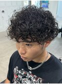 プードルパーマハードスパイラルパーママッシュメンズパーマ束感