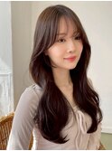 韓国風くびれレイヤー髪質改善ダークブラウン小顔美髪ワンホン1
