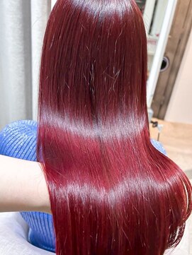 ミシェリー 新宿店(misherry) 韓国風モテヘアーブリーチなしチェリーレッド赤髪×縮毛矯正