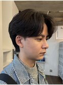 大人ナチュラルセンターパートツーブロックニュアンスパーマ緩め