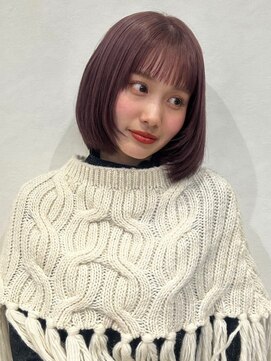 ユニバイリサ 天神大名店(uni by risa) ボブ カシスラベンダー ブリーチなしダブルカラー 20代 髪質改善