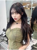 ロング顔周りレイヤーフェイスフレーミングおくれ毛_F0985