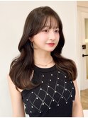 縮毛矯正ストレートダークパープルミルクブラウンダウンバング