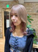 アロマ ヘアー ルーム 新宿店(AROMA hair room) ミルクティーベージュ×ピンクインナーカラー