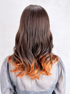 アルバム 銀座(ALBUM GINZA) オレンジグラデーション_外ハネボブセクションカラー_ba352991