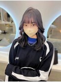 黒髪/グレーベージュ/レイヤーロング/前髪パーマ[鹿児島中央駅]