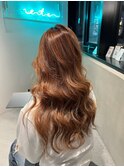 レイヤーカット×ハイライト×オレンジブラウン
